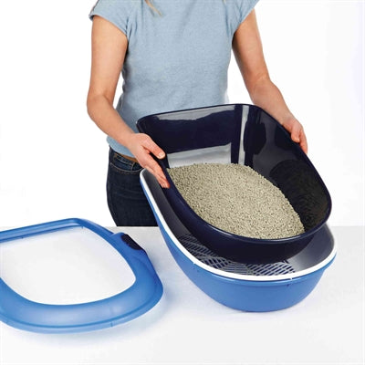 Trixie Berto Katzentoilette Offen Mit Trennsystem Grau/Pastellblau/Granit