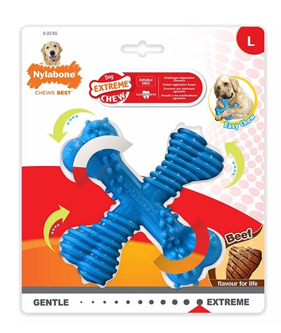 Nylabone Extrem Kauen X-Bone Rindfleisch Blau