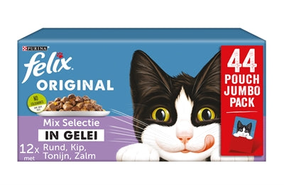 Felix Original In Gelee-Mix-Box Rindfleisch / Huhn / Thunfisch / Lachs