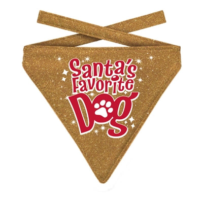 Plenty Gifts Weihnachtsbandana Santa's Lieblingshund Glitter Gold