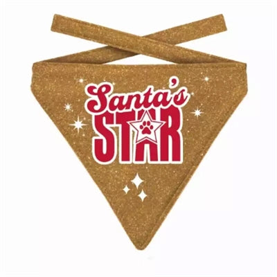 Plenty Gifts Weihnachtsbandana Santa's Star Glitter Gold