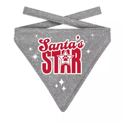 Plenty Gifts Weihnachtsbandana Santa's Star Glitter Silber