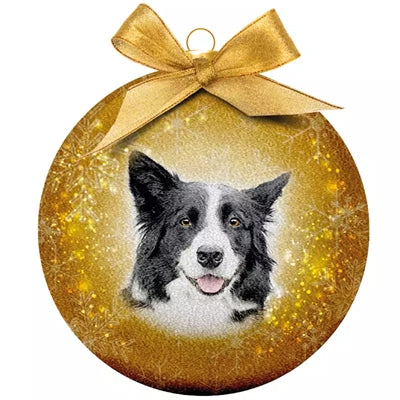 Plenty Gifts Christbaumkugel Gefrostet Border Collie Gelb