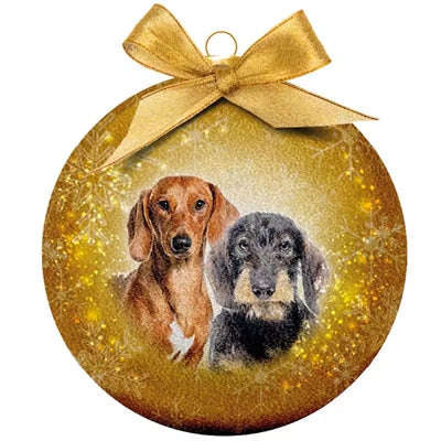 Plenty Gifts Weihnachtskugel Gefrostet Dachshund Gold