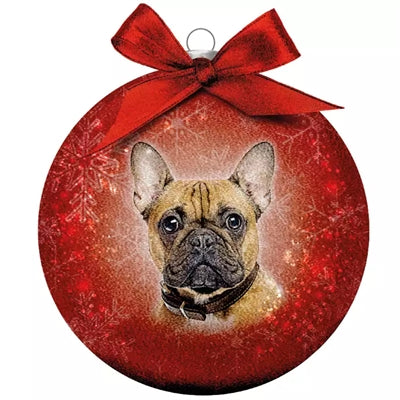 Plenty Gifts Weihnachtskugel Gefrostet Französische Bulldogge Rot