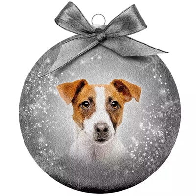 Plenty Gifts Kugel Gefrostet Jack Russel Silber