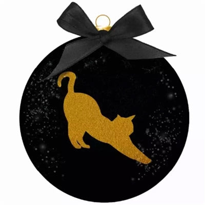 Plenty Gifts Weihnachtskugel Gefrostet Silhouette Katze Gold/Schwarz