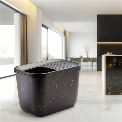 Savic Katzentoilette Hop In Marmor Schwarz/Gold