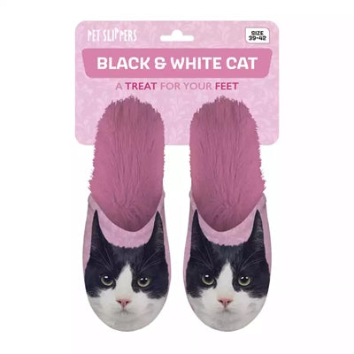 Markenlos Pantoffel Schwarz Weiss Katze Rosa