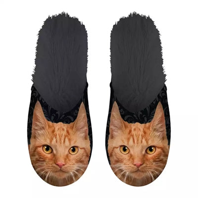 Markenlos Pantoffel Orange Katze Schwarz