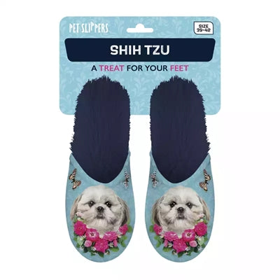 Markenlos Hausschuh Shih Tzu Hellblau/Dunkelblau