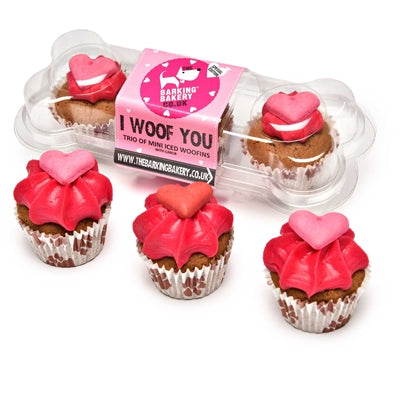 The Barkin Bakery I Woof You Valentine Mini Iced Woofins Trio Assorted